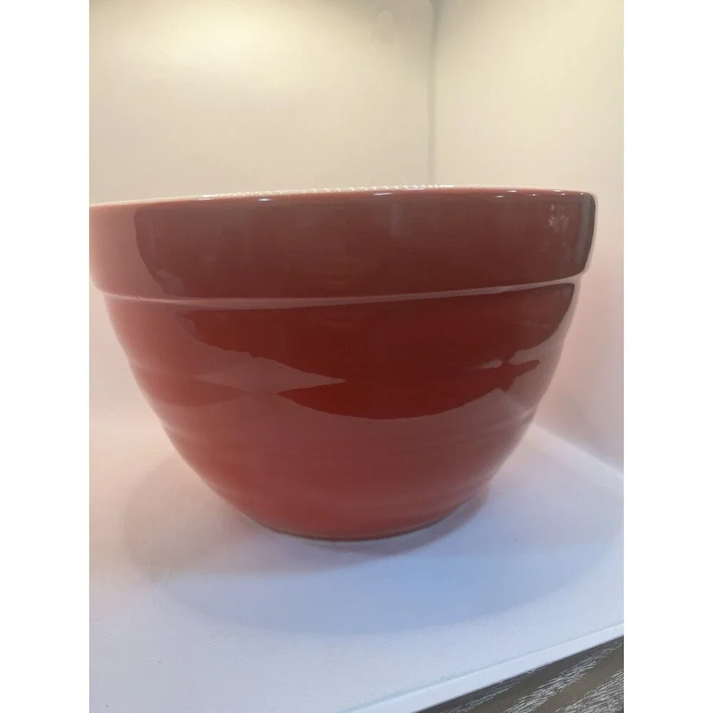 Crate & Barrel Red Mixing Nesting Bowl large mixing white